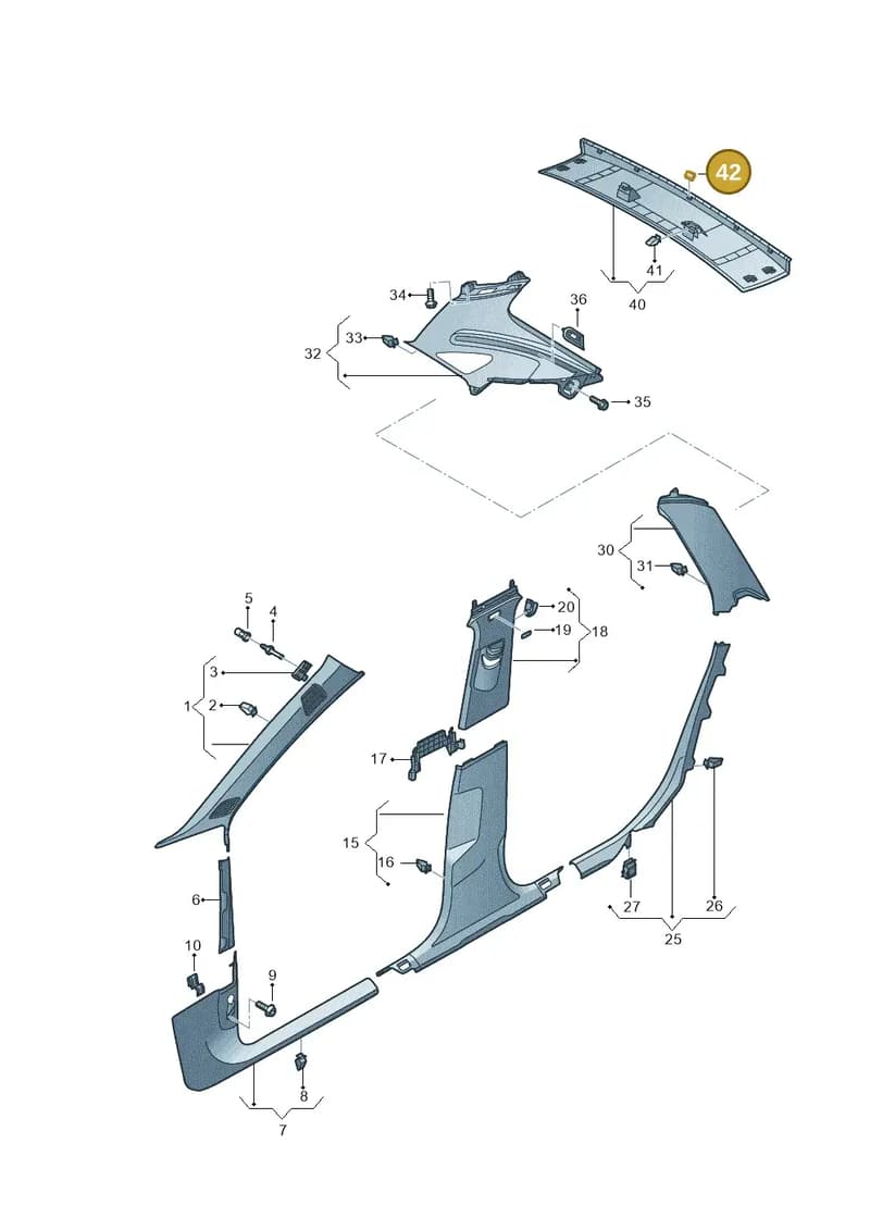 8V0898283 — Audi RS4 Avant (2017-2025) diagram 438867650, position 42