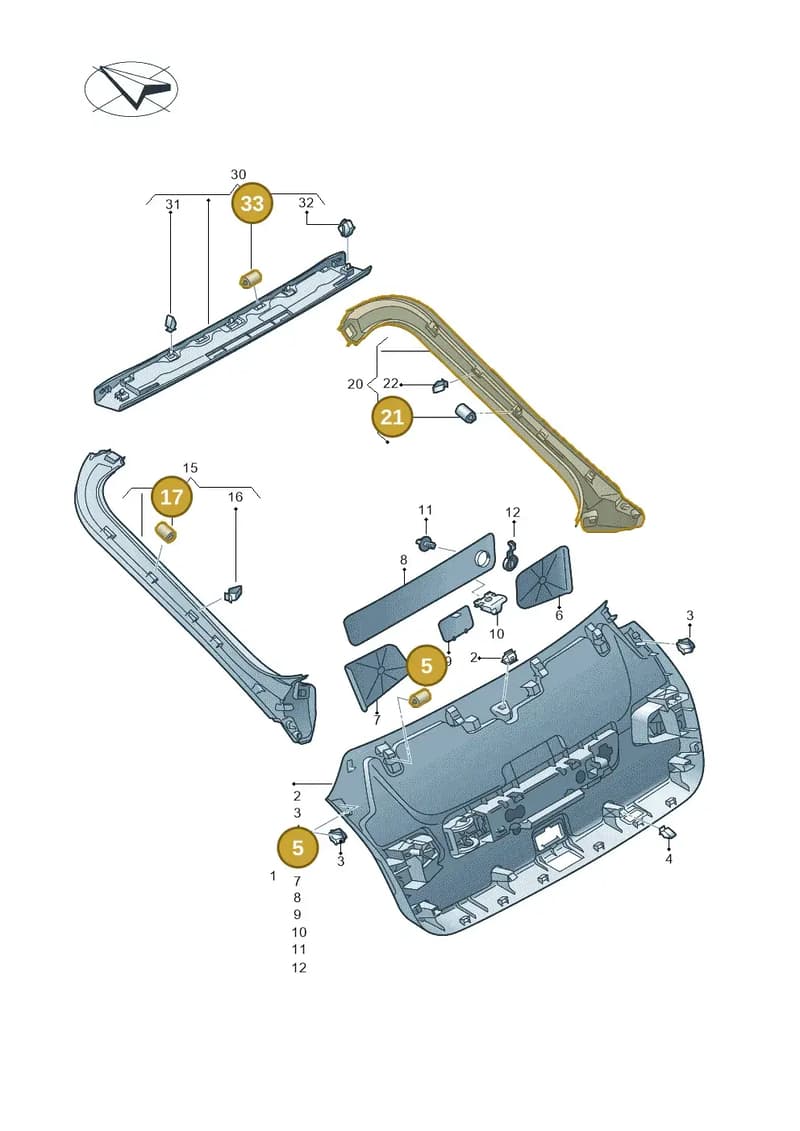 8V0898283 — Audi RS7 Sportback (2019-2025) diagram 435867900, position 5+17+21+33