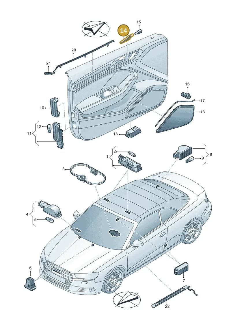 8V0919178A — Audi A3 Cabriolet (2016-2020) diagram 891947100, position 14