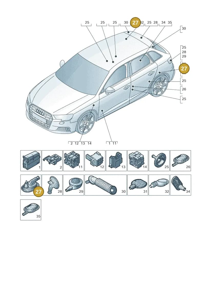 8V0927905A — Audi RS3 Limousine (2017-2020) diagram 890971780, position 27