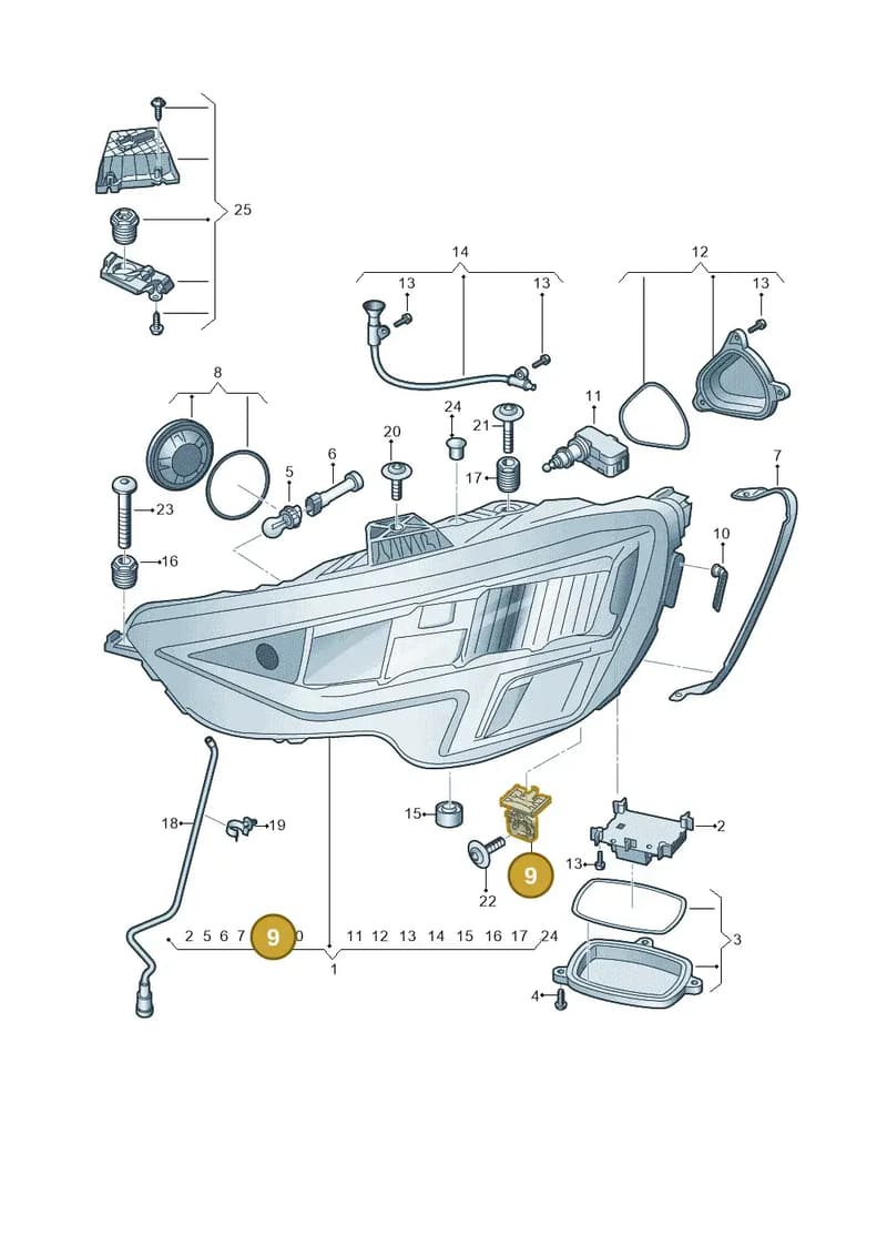 8V0941453A — Audi A3 Sportback (2019-2025) diagram 596941000, position 9