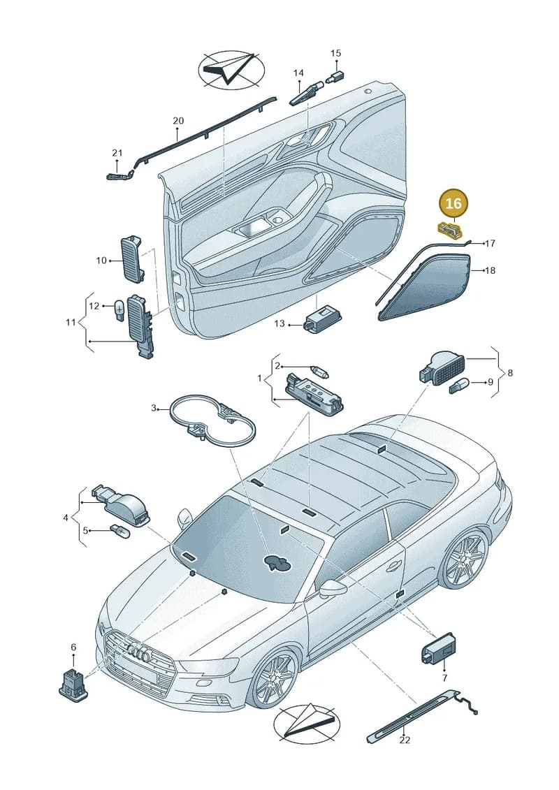 8V0947356 — Audi A3 Cabriolet (2016-2020) diagram 891947100, position 16