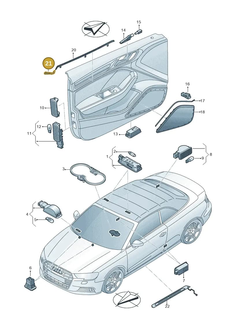 8V0947356A — Audi A3 Cabriolet (2016-2020) diagram 891947100, position 21