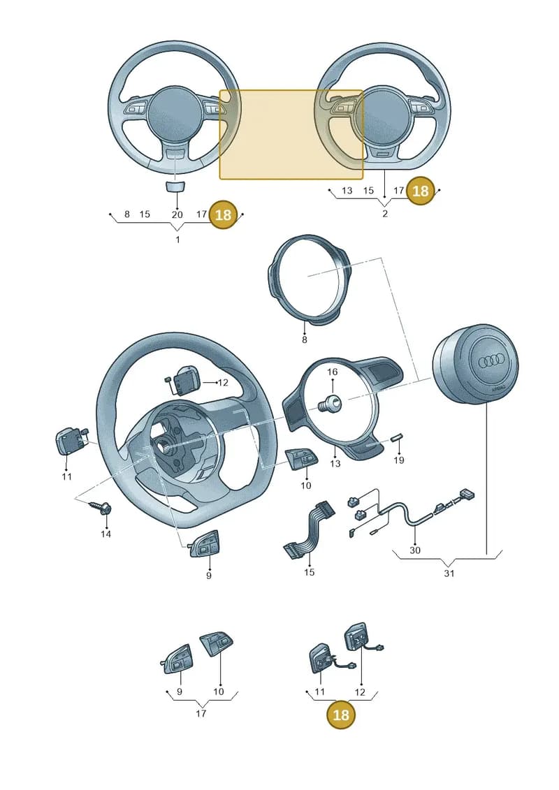 8V0951523INZ — Audi RS6 Avant (2013-2018) diagram 695419100, position 18
