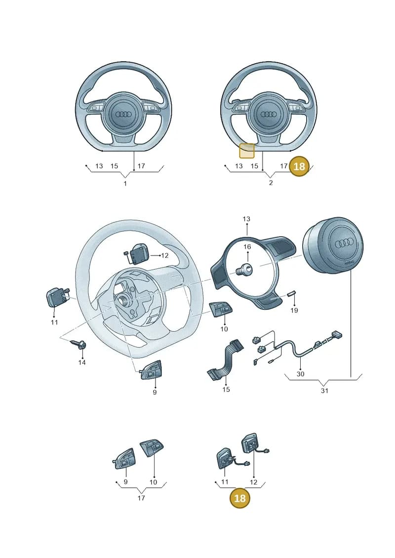 8V0951523INZ — Audi RS3 Sportback (2015-2016) diagram 724419100, position 18