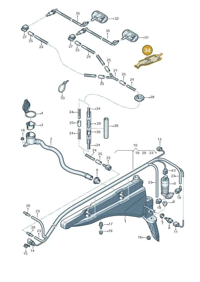 8V0955845B — Audi RS3 Sportback (2015-2016) diagram 858955100, position 34