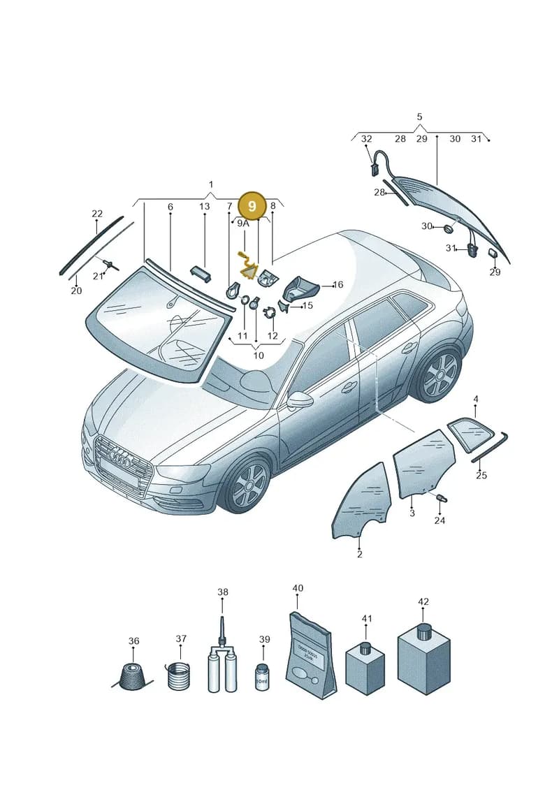 8V0980281 — Audi RS3 Sportback (2015-2016) diagram 745845100, position 9