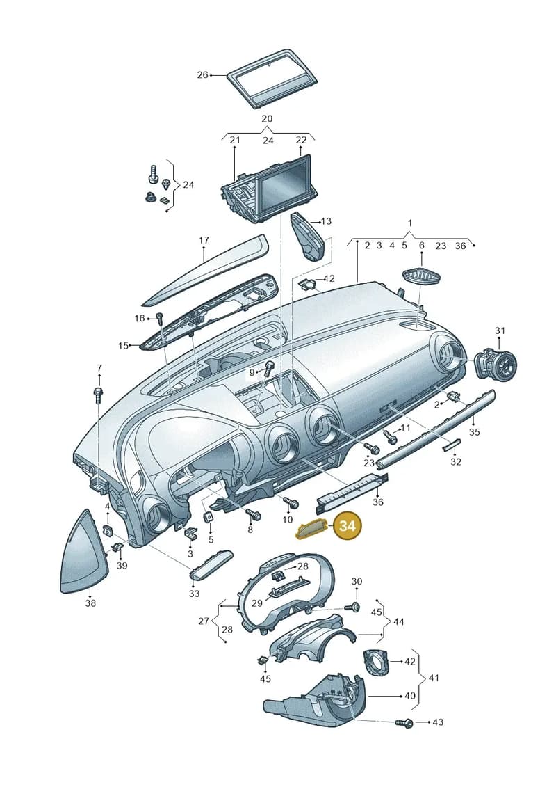 8V1853191H1NK — Audi A3 Sportback (2016-2020) diagram 890857100, position 34