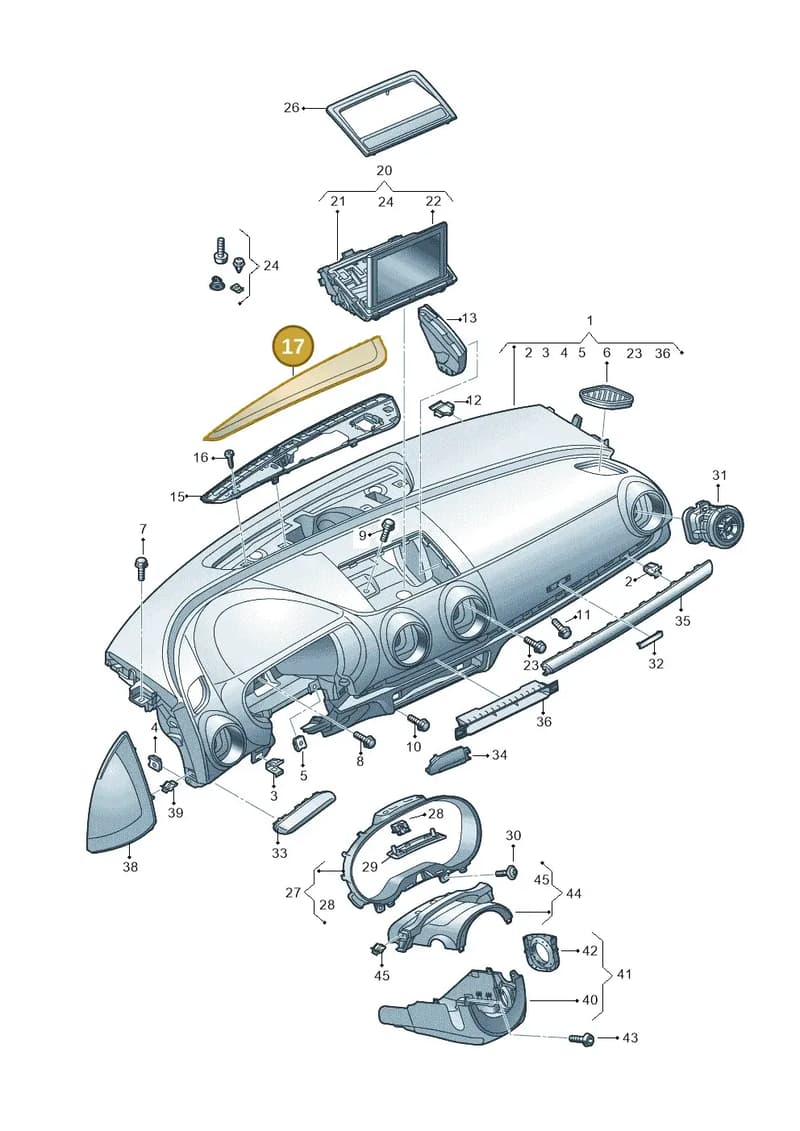 8V1857367C6PS — Audi RS3 Limousine (2017-2020) diagram 890857100, position 17