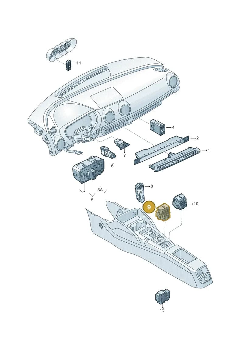8V1927225B — Audi A3 Sportback (2016-2020) diagram 745941550, position 9