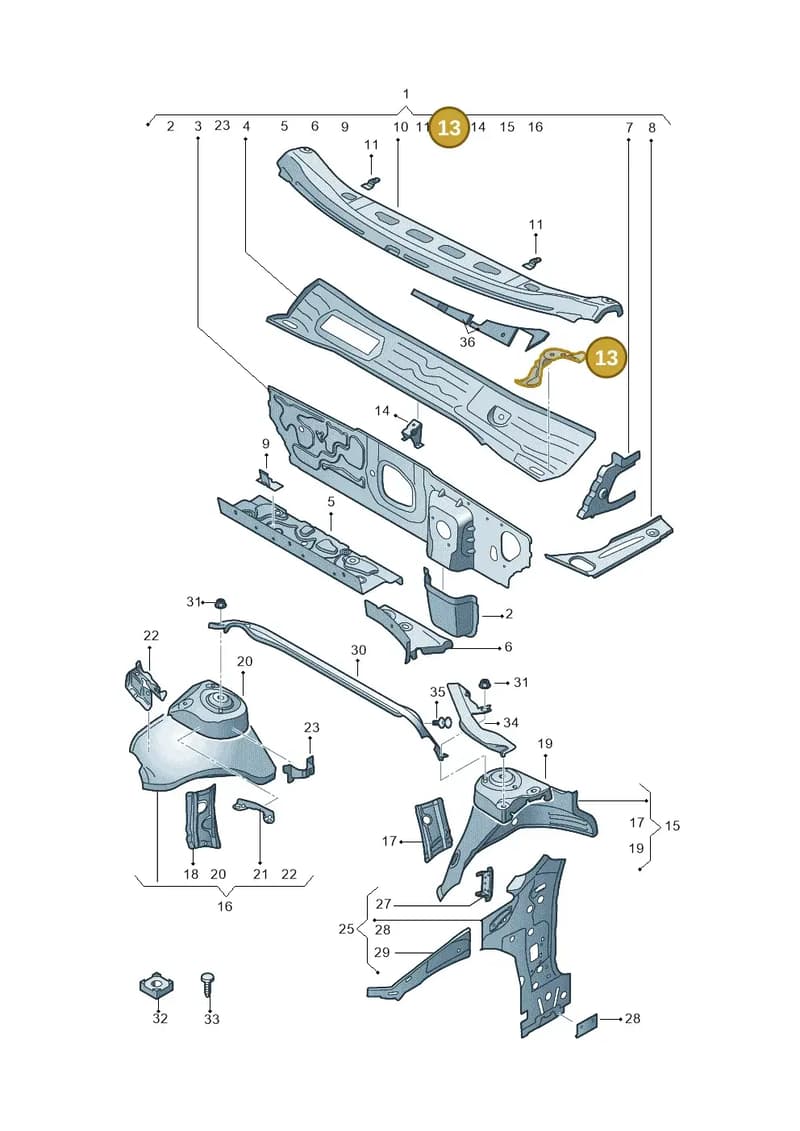 8V2805324A — Audi A3 Sportback (2019-2025) diagram 596805500, position 13