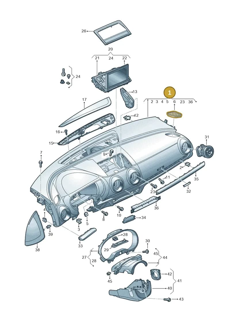 8V2857001K24A — Audi RS3 Limousine (2017-2020) diagram 890857100, position 1