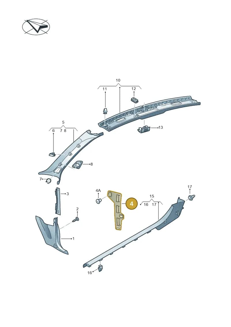 8V2867191 — Audi A3 Cabriolet (2016-2020) diagram 891867650, position 4