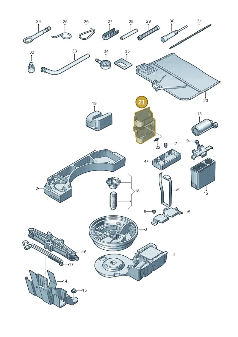 8V3012636 — Audi A3 Sportback (2016-2020) diagram 745011100, position 21