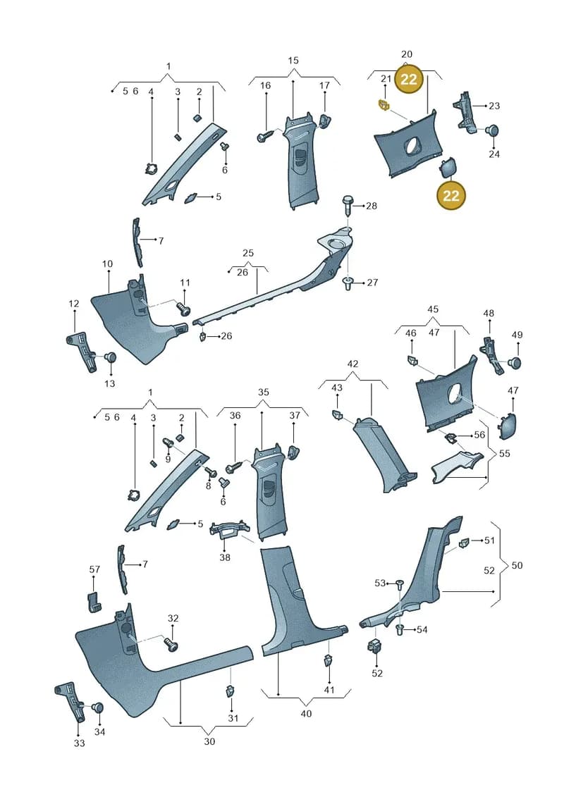 8V30354064PK — Audi A3 Sportback (2016-2020) diagram 890867650, position 22