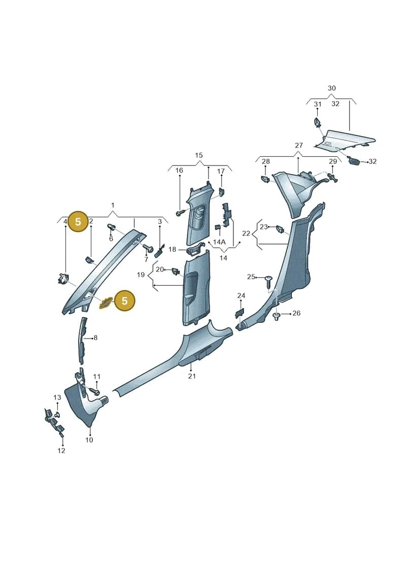 8V3035410MG6 — Audi A3 Limousine 2.0 (2015-2016) diagram 745867700, position 5