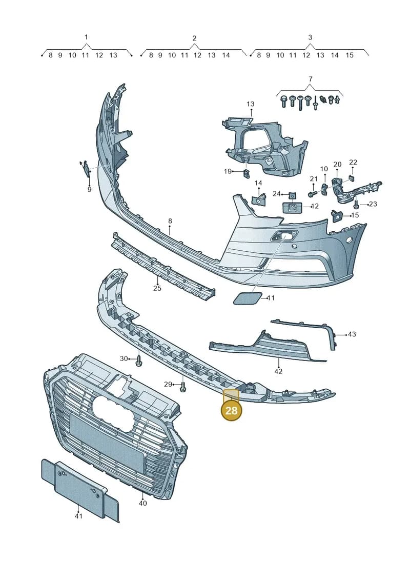 8V3807233B — Audi A3 Sportback (2016-2020) diagram 890807120, position 28