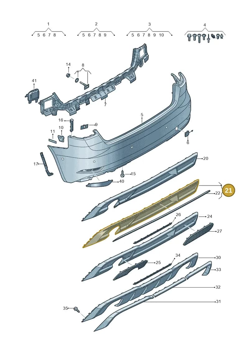 8V3807434A9B9 — Audi A3 Sportback (2016-2020) diagram 890807600, position 21