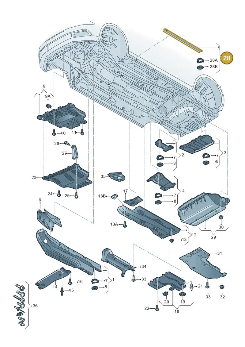 8V3825102 — Audi A3 Sportback (2012-2016) diagram 745825000, position 28