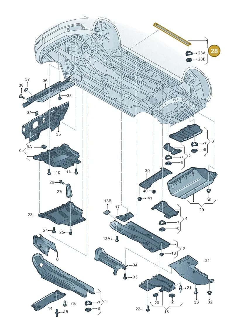 8V3825102 — Audi A3 Sportback (2016-2020) diagram 890825000, position 28