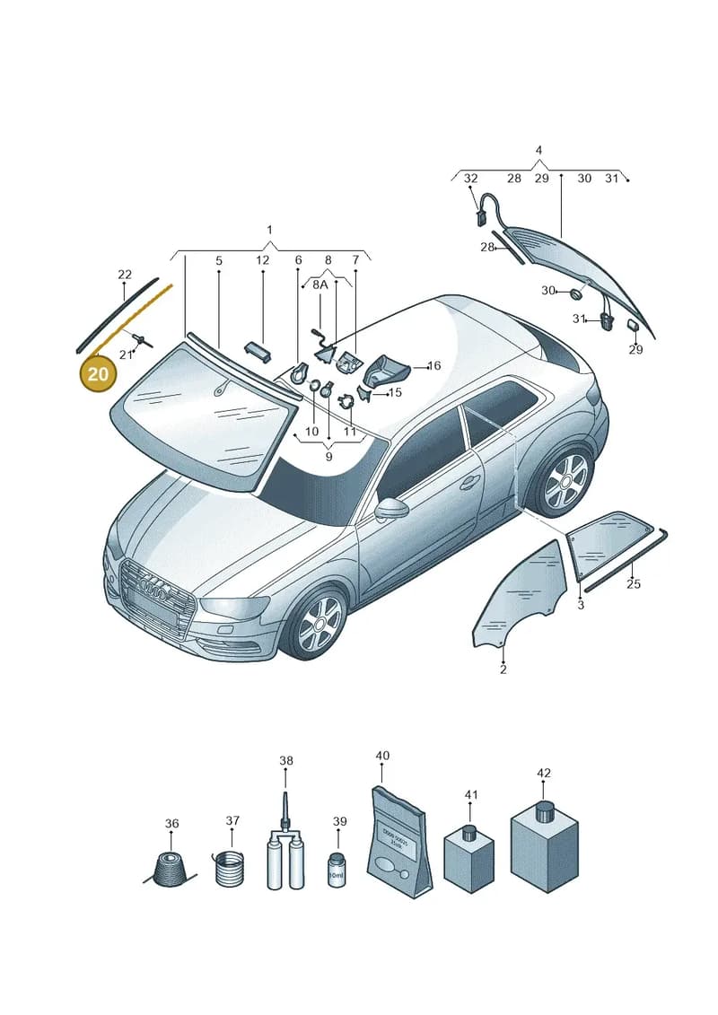 8V3845453 — Audi A3 Sportback (2016-2020) diagram 745845000, position 20
