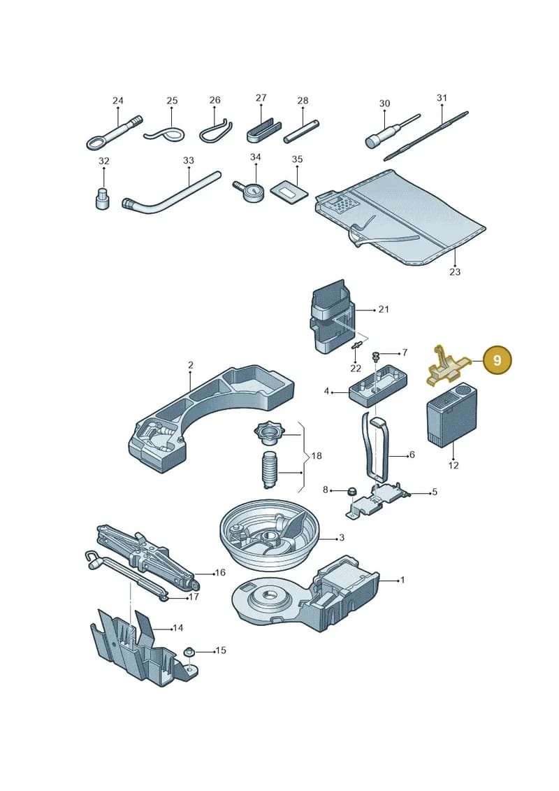 8V38635299B9 — Audi A3 Sportback 1.4 (2014-) diagram 785011010, position 9