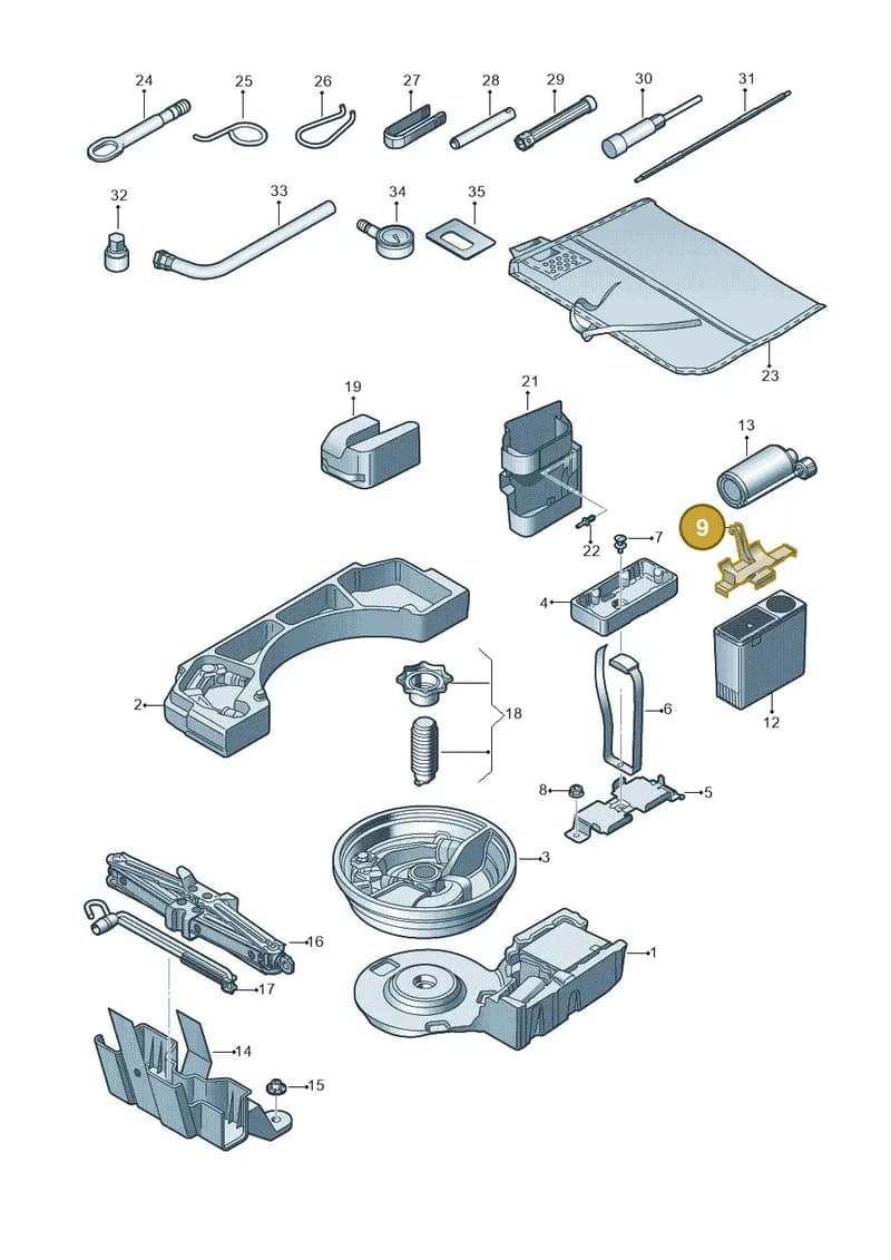 8V38635299B9 — Audi A3 Sportback (2016-2020) diagram 745011100, position 9