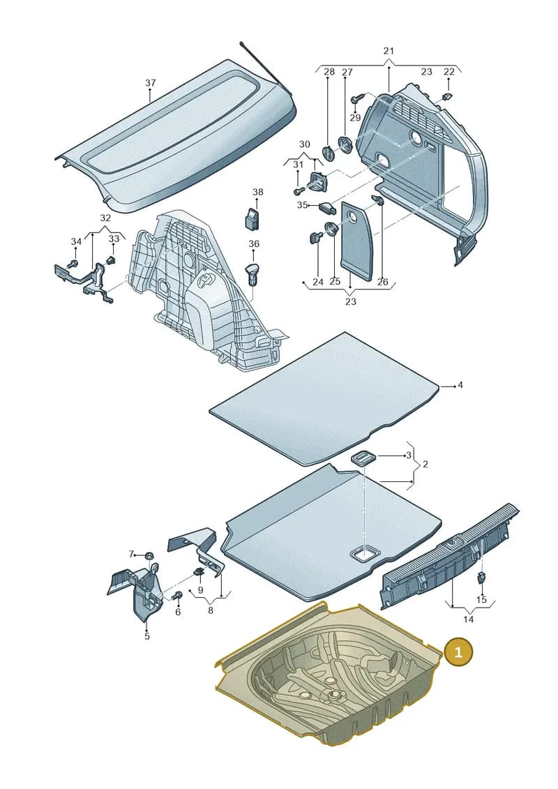8V3863697E — Audi A3 Sportback (2016-2020) diagram 890863800, position 1