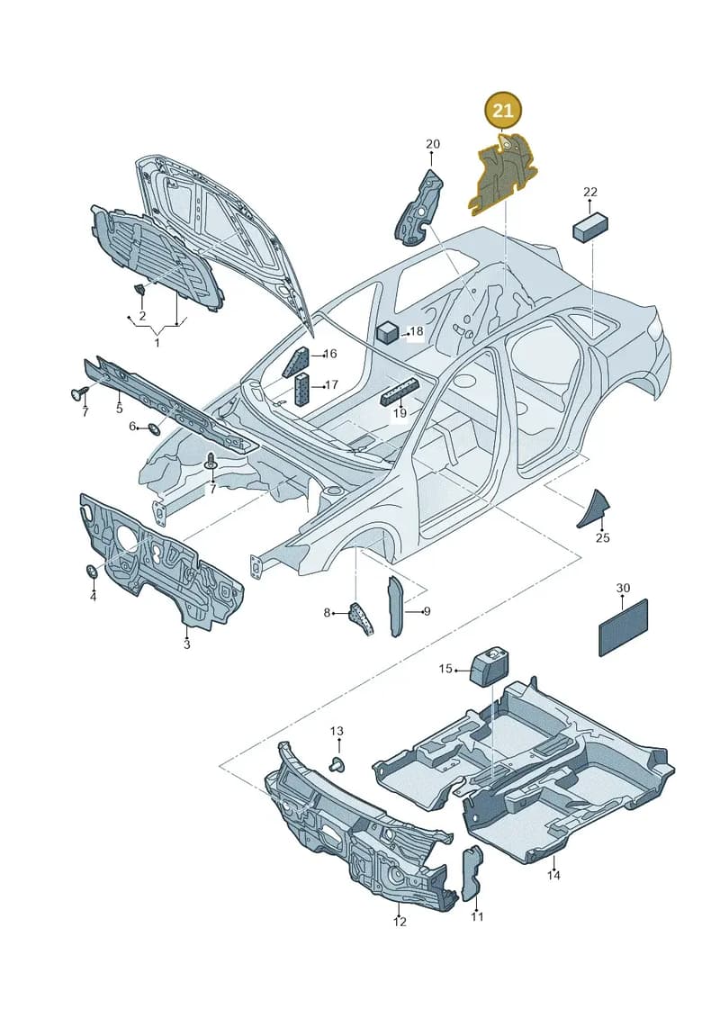 8V3863895D — Audi RS3 Sportback (2015-2016) diagram 858863200, position 21