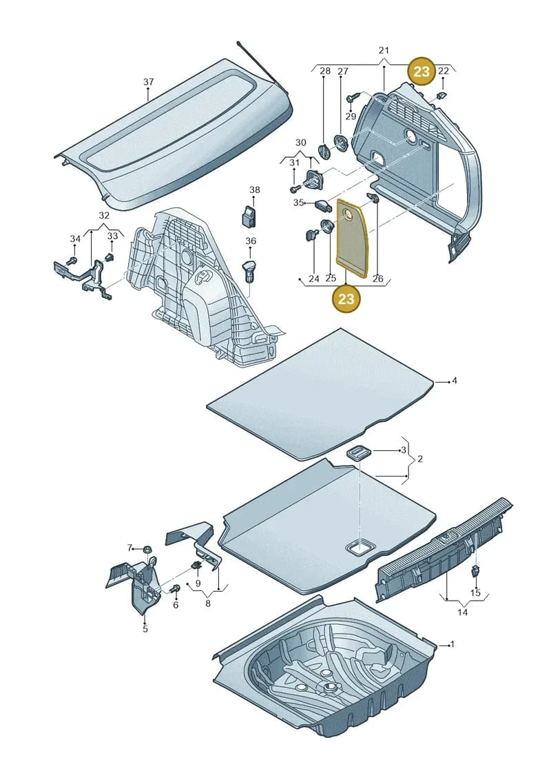 8V3863990FIK — Audi A3 Sportback (2016-2020) diagram 890863800, position 23
