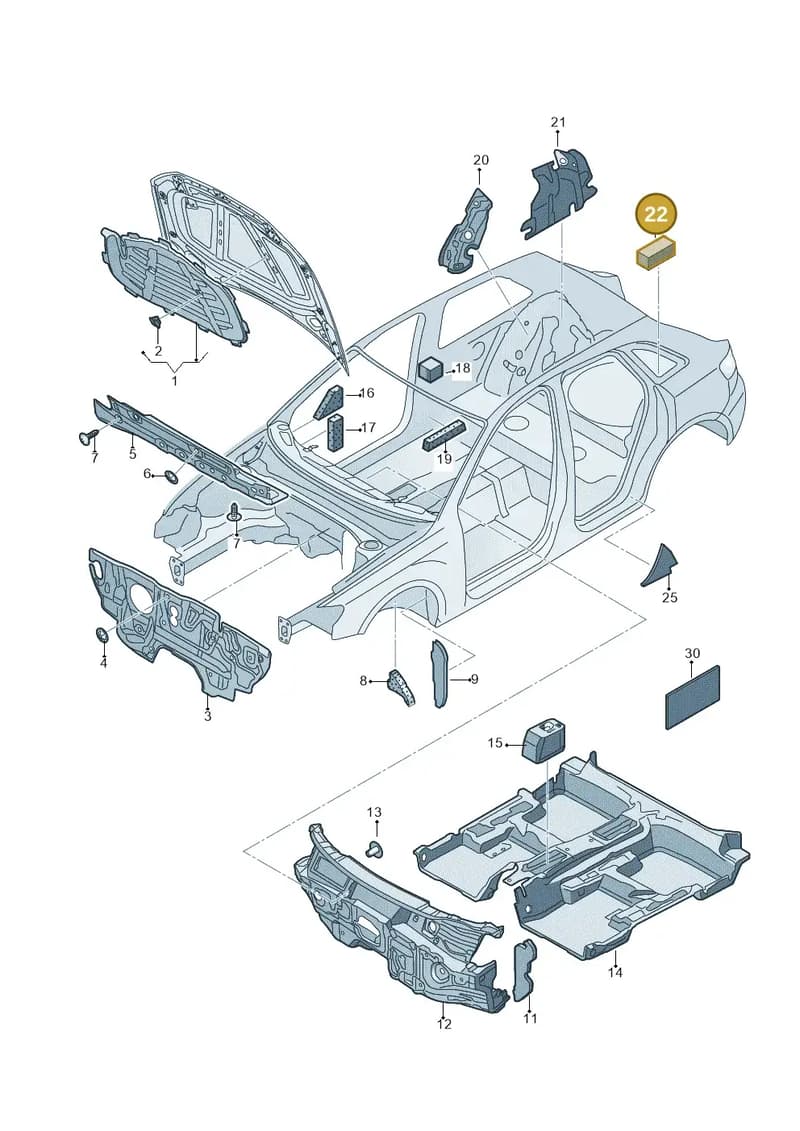 8V3864785 — Audi RS3 Sportback (2015-2016) diagram 858863200, position 22