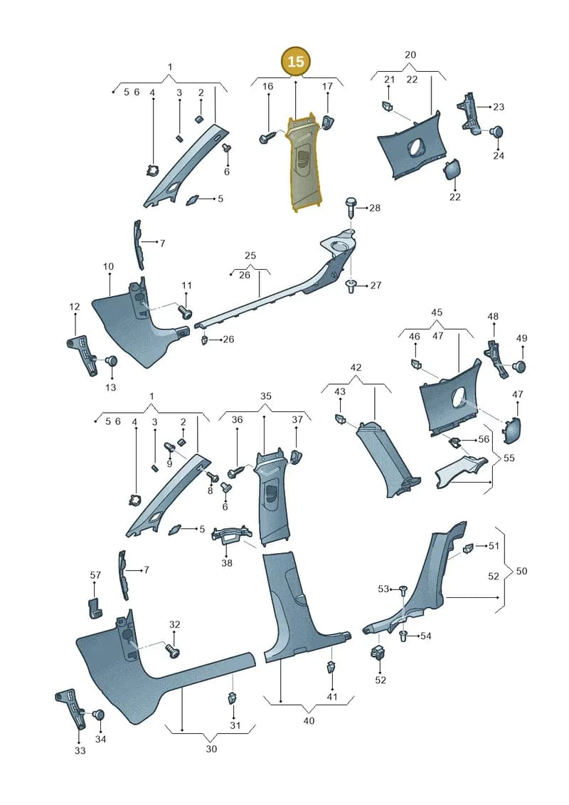 8V3867243ASP8 — Audi A3 Sportback (2016-2020) diagram 890867650, position 15
