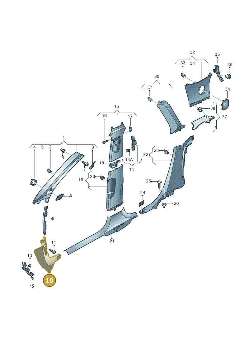 8V3867271A4PK — Audi A3 Sportback (2012-2016) diagram 745867750, position 10