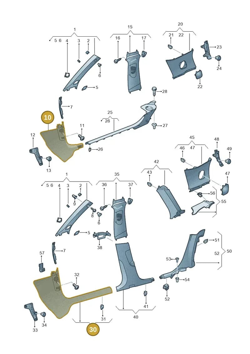 8V38672724PK — Audi A3 Sportback (2016-2020) diagram 890867650, position 10+30