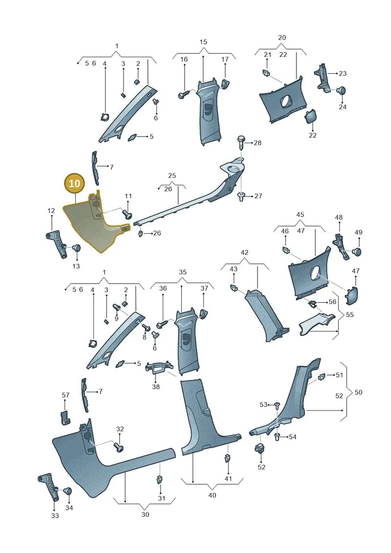 8V3867272A4PK — Audi A3 Sportback (2016-2020) diagram 890867650, position 10