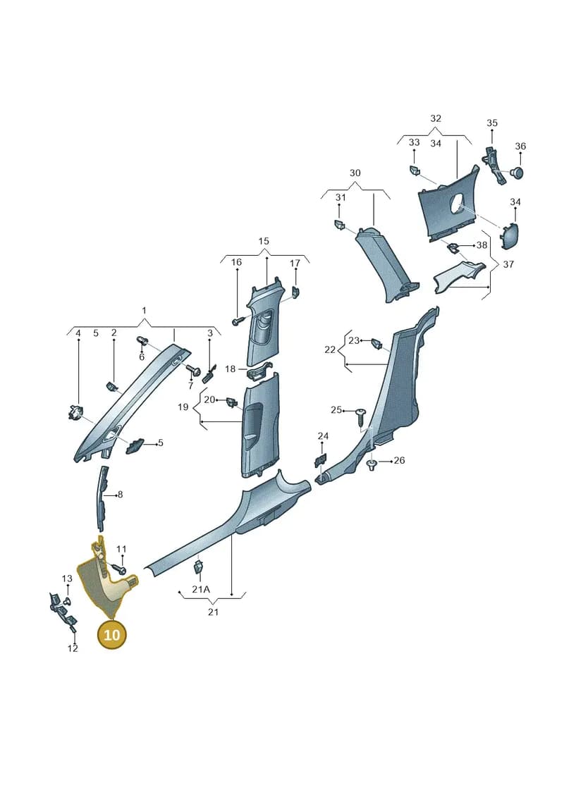 8V3867272A4PK — Audi A3 Sportback (2016-2020) diagram 890867750, position 10