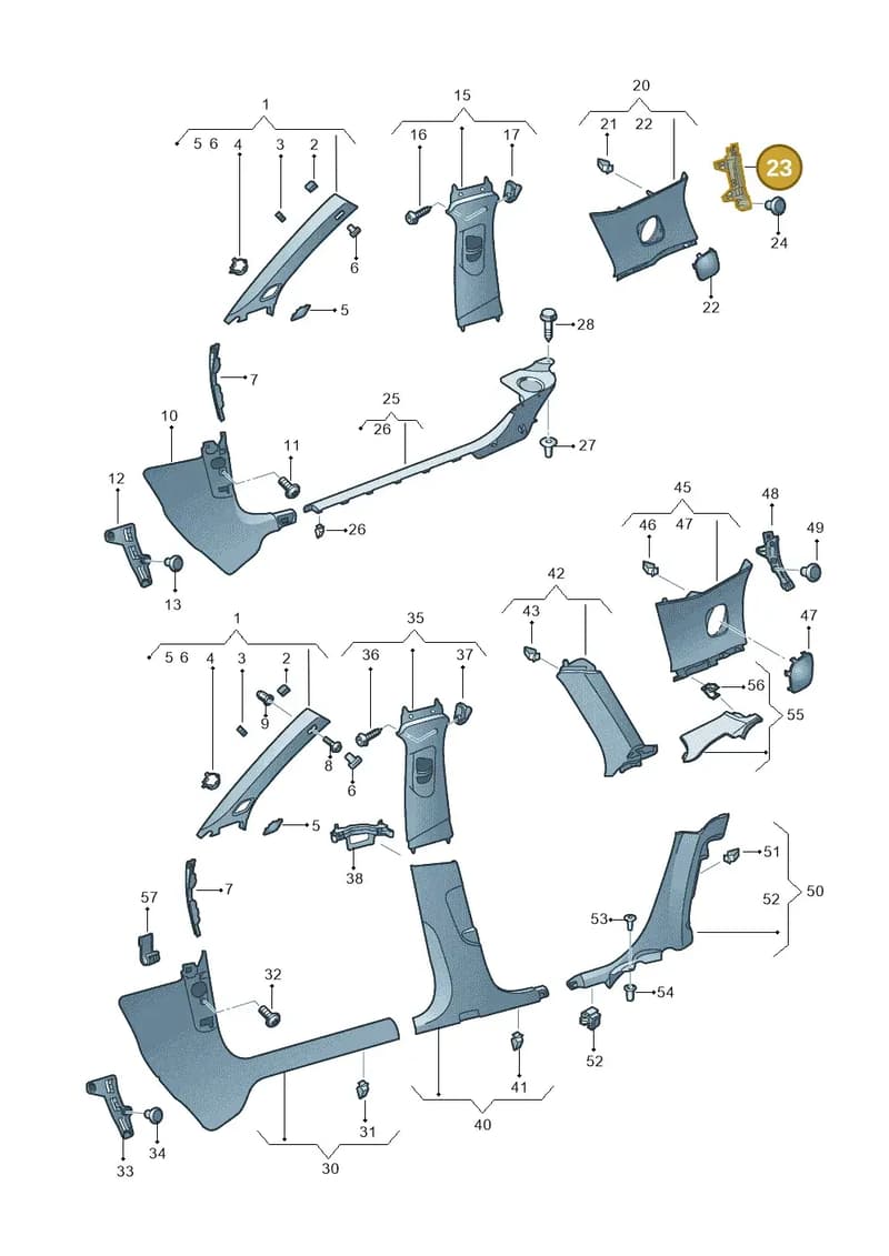 8V3867730 — Audi A3 Sportback (2016-2020) diagram 890867650, position 23