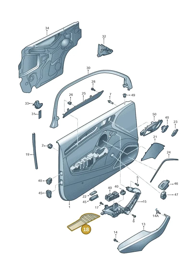8V38681334PK — Audi RS3 Sportback (2015-2016) diagram 745867100, position 18