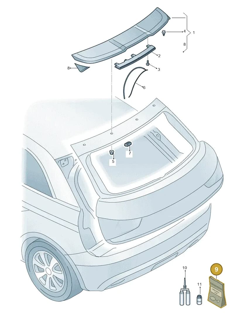 8V3898941 — Audi A3 Sportback (2016-2020) diagram 745827500, position 9