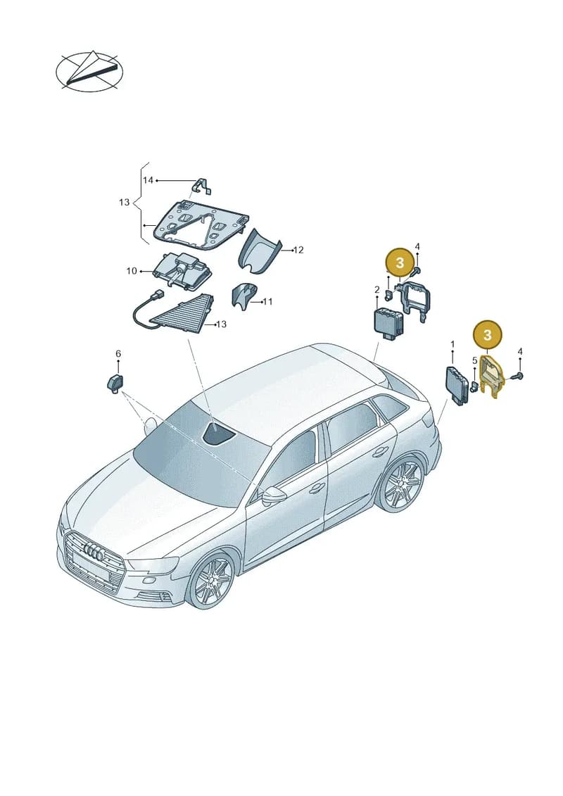8V3907175 — Audi A3 Sportback (2016-2020) diagram 890907350, position 3
