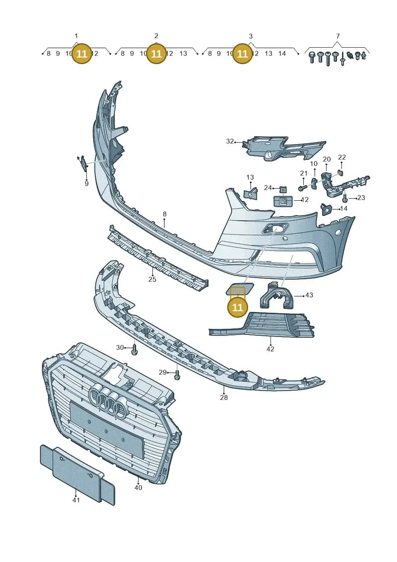8V3955275BGRU — Audi A3 Sportback (2016-2020) diagram 890807100, position 11