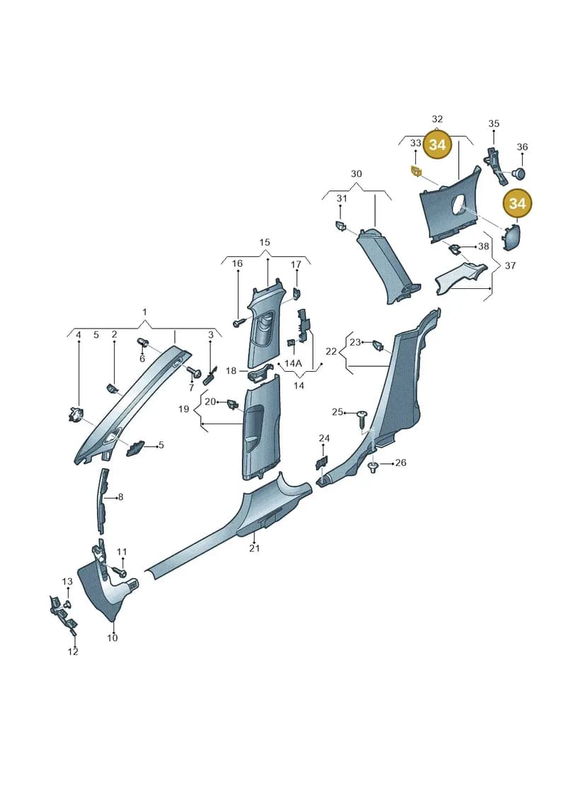 8V4035405AMG6 — Audi A3 Sportback (2012-2016) diagram 745867750, position 34