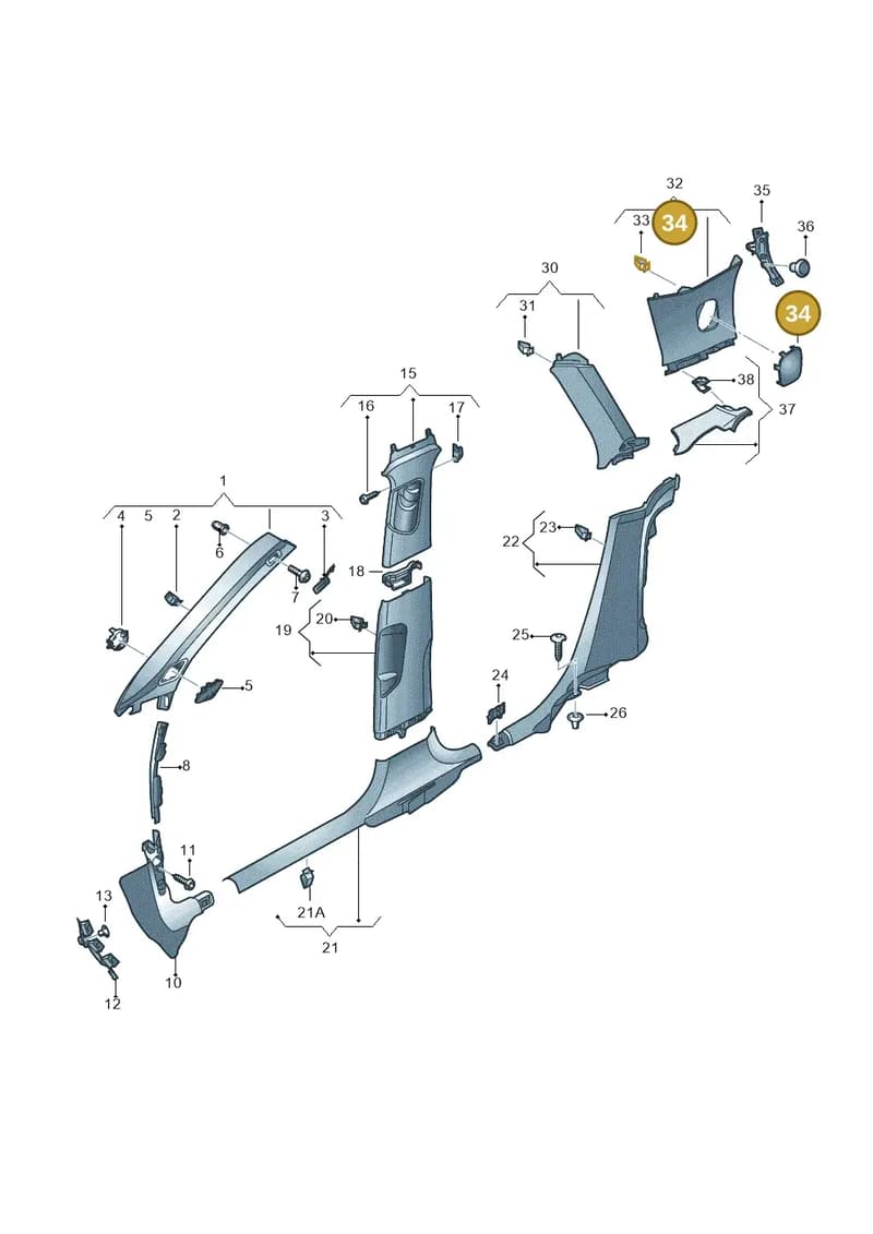 8V4035405AMG6 — Audi A3 Sportback (2016-2020) diagram 890867750, position 34