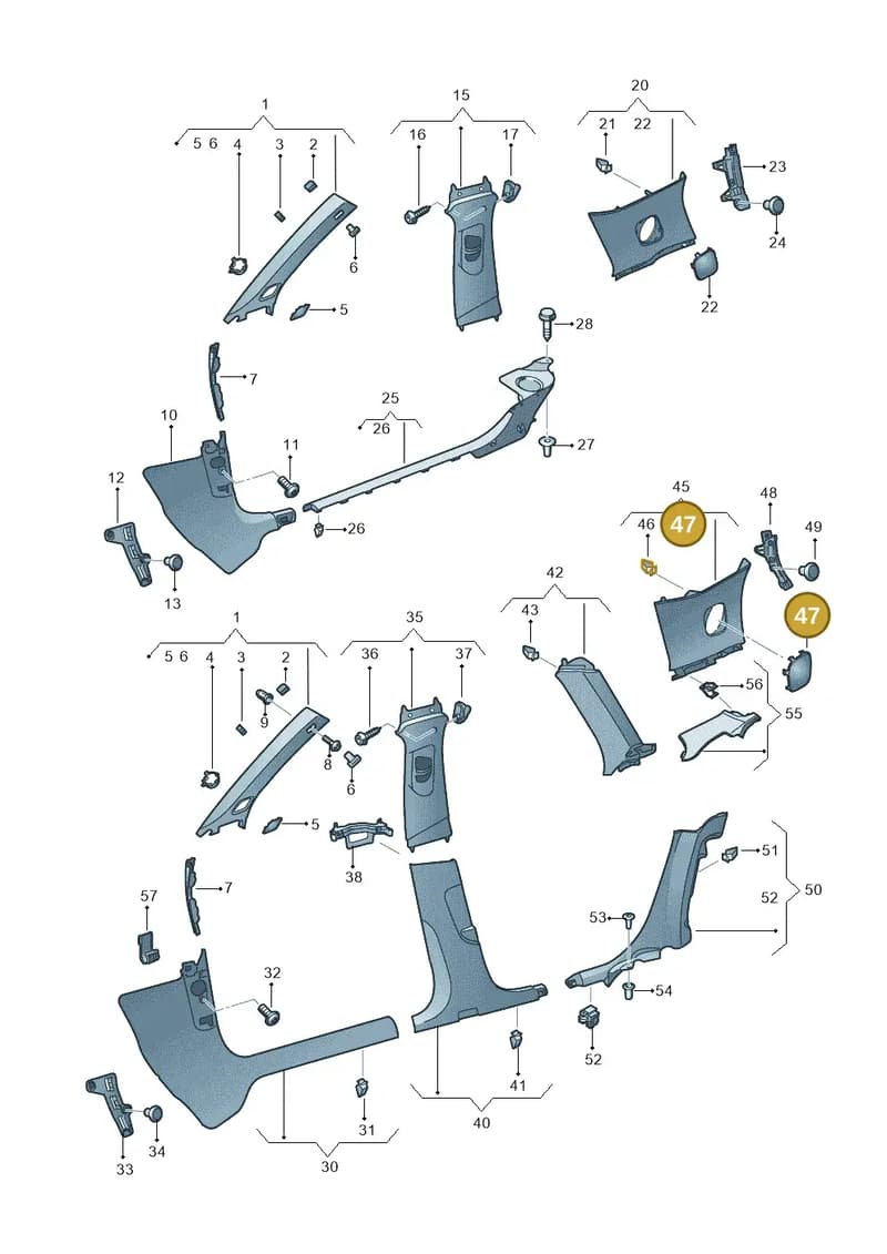 8V4035406MG6 — Audi A3 Sportback (2016-2020) diagram 890867650, position 47