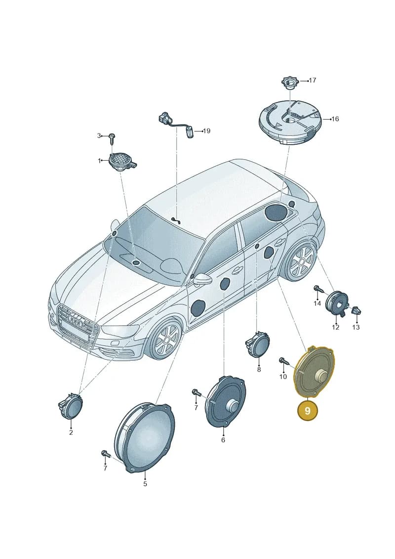8V4035411B — Audi RS3 Sportback (2015-2016) diagram 745035360, position 9