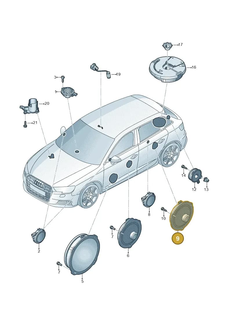 8V4035411B — Audi A3 Sportback (2016-2020) diagram 890035360, position 9