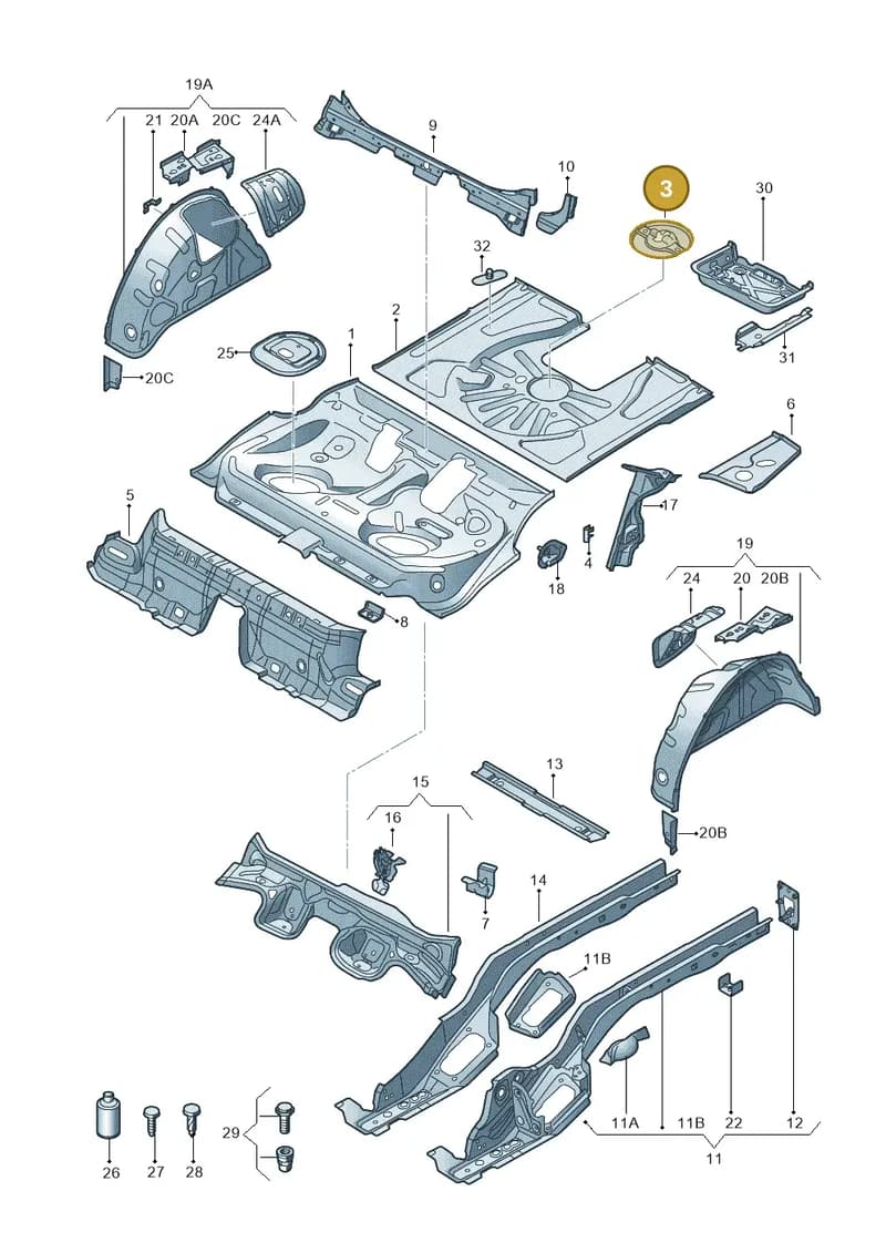 8V4803545 — Audi RS3 Limousine (2017-2020) diagram 858803100, position 3