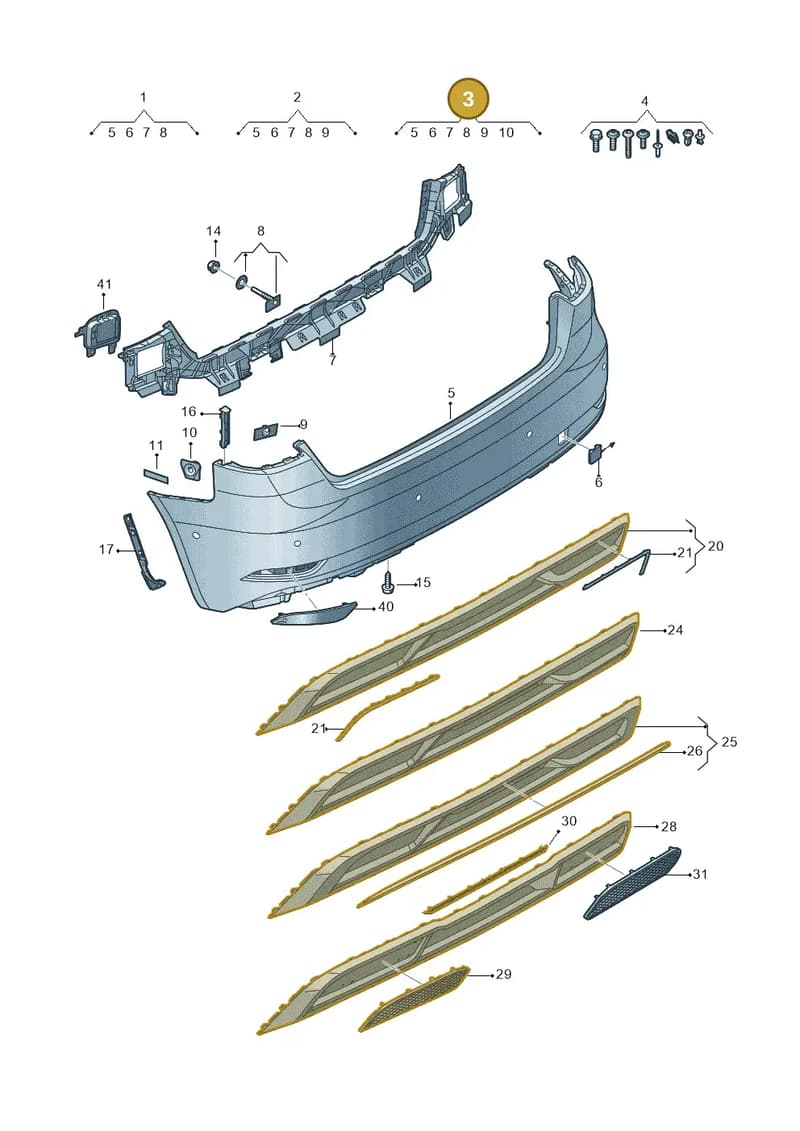 8V4807067MGRU — Audi A3 Sportback (2016-2020) diagram 890807720, position 3