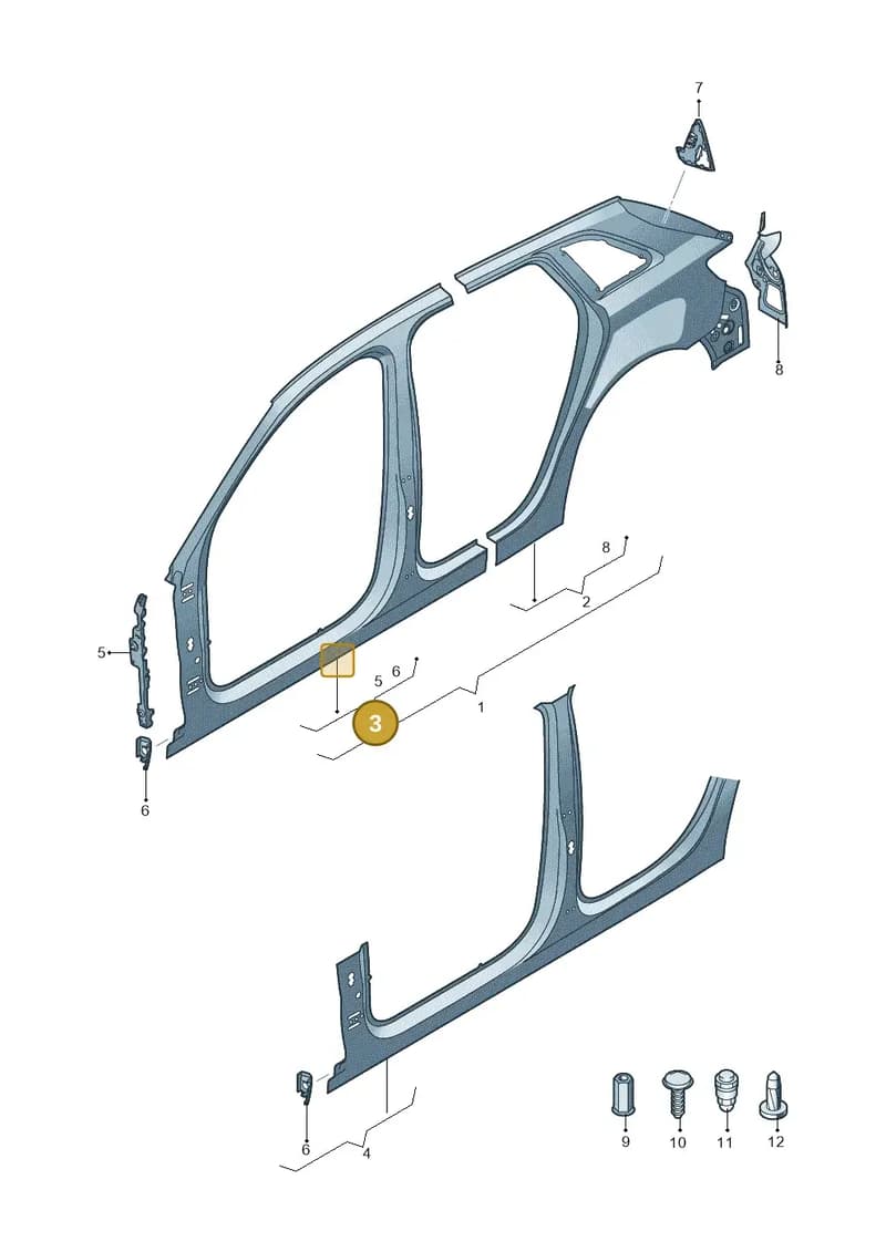 8V4809839 — Audi RS3 Limousine (2017-2020) diagram 745809600, position 3