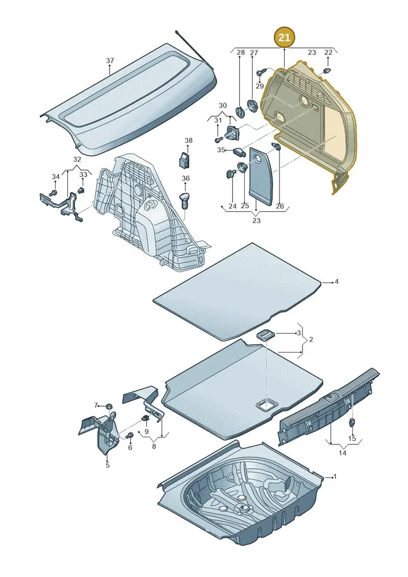 8V4863880EFIK — Audi A3 Sportback (2016-2020) diagram 890863800, position 21